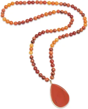 Long Pendant Necklaces for Women/Men Trendy, 8MM Womens Beaded Jasper Necklaces,32 Inch Green Stone Bead BOHO Necklace Jewelry,Chunky Statement Necklace,Handmade Fashion Jewelry Gifts