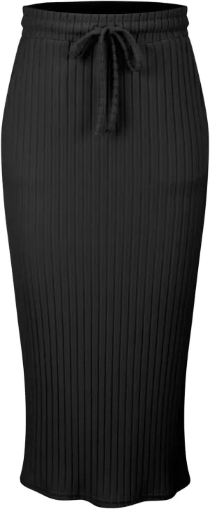 Long Skirts for Women 2025 Summer Trendy Maxi Skirt with Pockets Ribbed Knit Stretchy Soft Daily Outfits