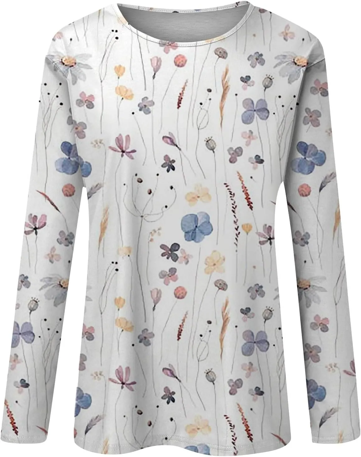 Long Sleeve Shirts for Women - Womens T Shirts Long Sleeve Crew Neck Shirts Basic Tee Sort Comfy Printed Tops Blouse