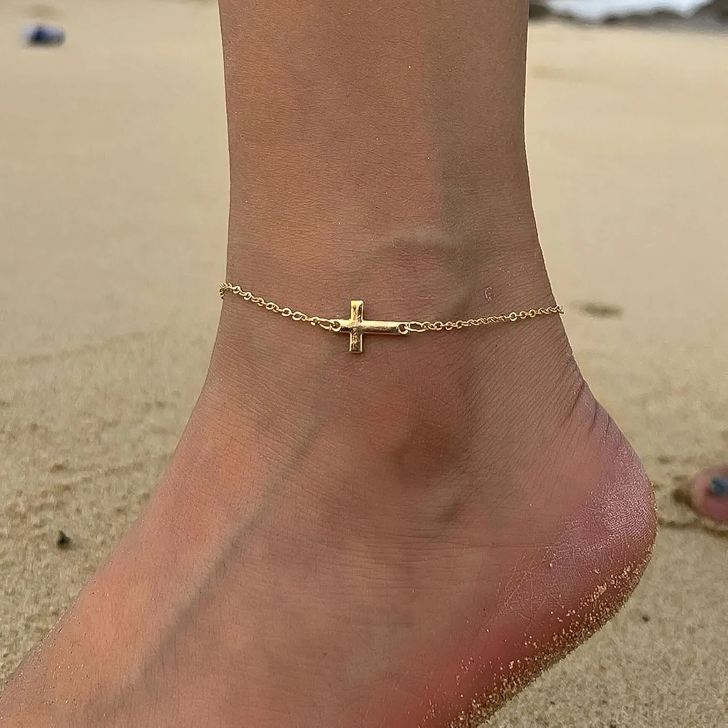 Long tiantian Gold Ankle Bracelets for Women Waterproof Ankle Bracelets