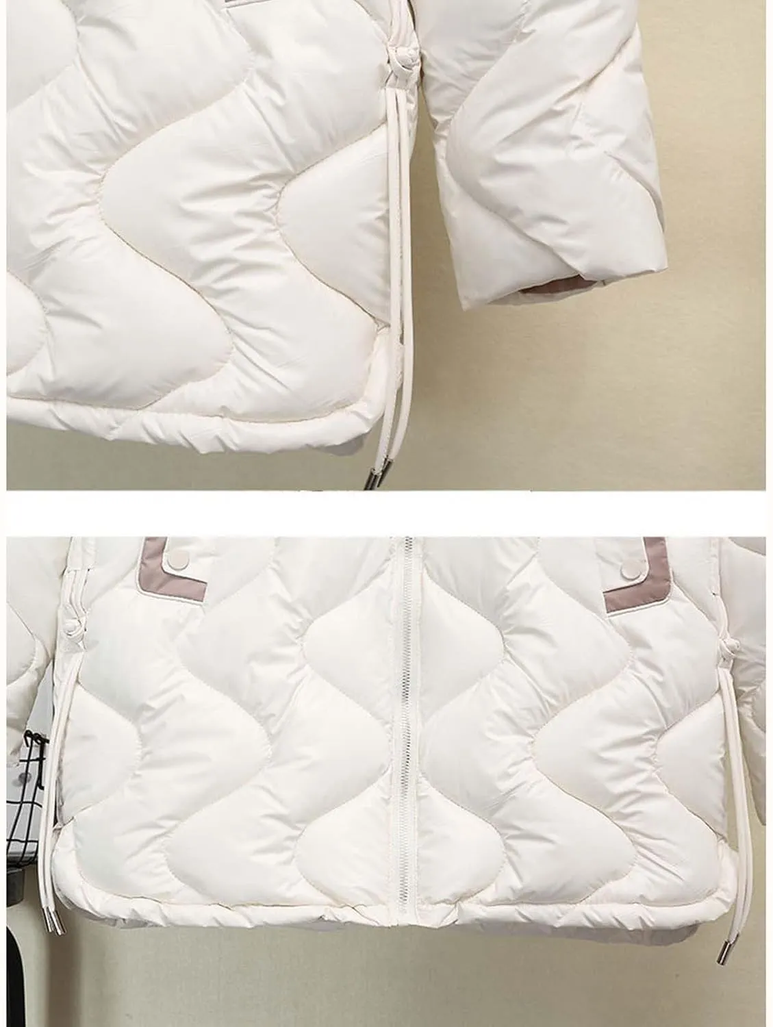 Long Windproof Puffer Down Jackets Lightweight Hooded Quilted Jackets Winter Warm Full Zip Up Padded Trench Coats