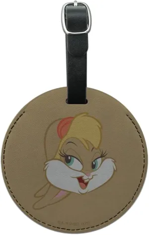 Looney Tunes Lola Face Round Leather Luggage Card Suitcase Carry-On ID Tag