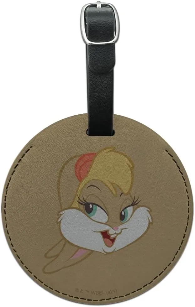 Looney Tunes Lola Face Round Leather Luggage Card Suitcase Carry-On ID Tag