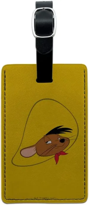 Looney Tunes Speedy Face Rectangle Leather Luggage Card Suitcase Carry-On ID Tag