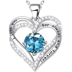 Love Heart Necklaces for Women as Gifts For her, I Love You Necklaces Blue Necklaces as Birthstone Necklaces as Anniversary Gifts