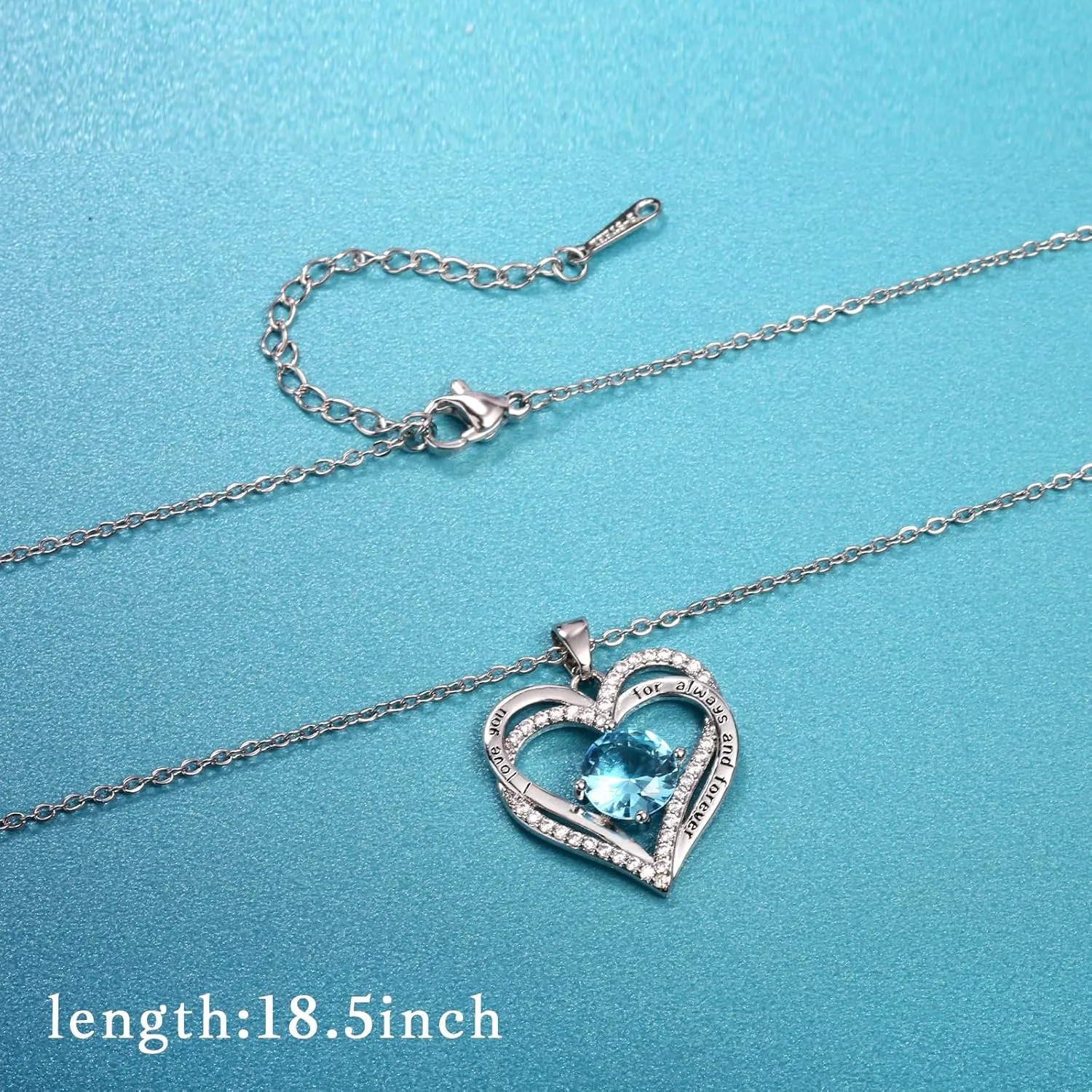 Love Heart Necklaces for Women as Gifts For her, I Love You Necklaces Blue Necklaces as Birthstone Necklaces as Anniversary Gifts