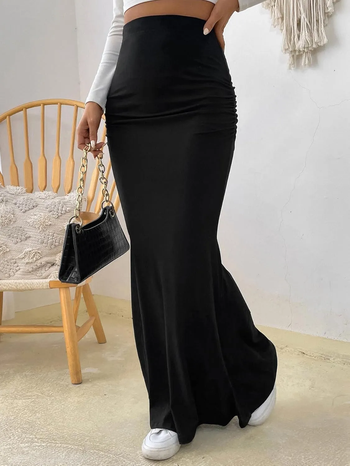 Maxi Skirt - Chic Long Black Skirt, Flowy and Versatile Wardrobe Essential for Every Fashionista