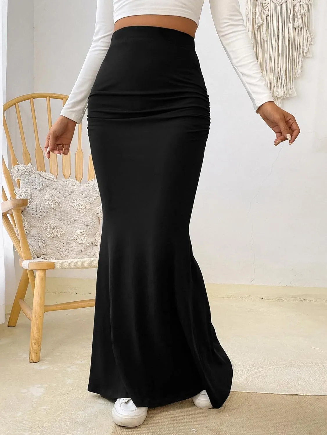 Maxi Skirt - Chic Long Black Skirt, Flowy and Versatile Wardrobe Essential for Every Fashionista