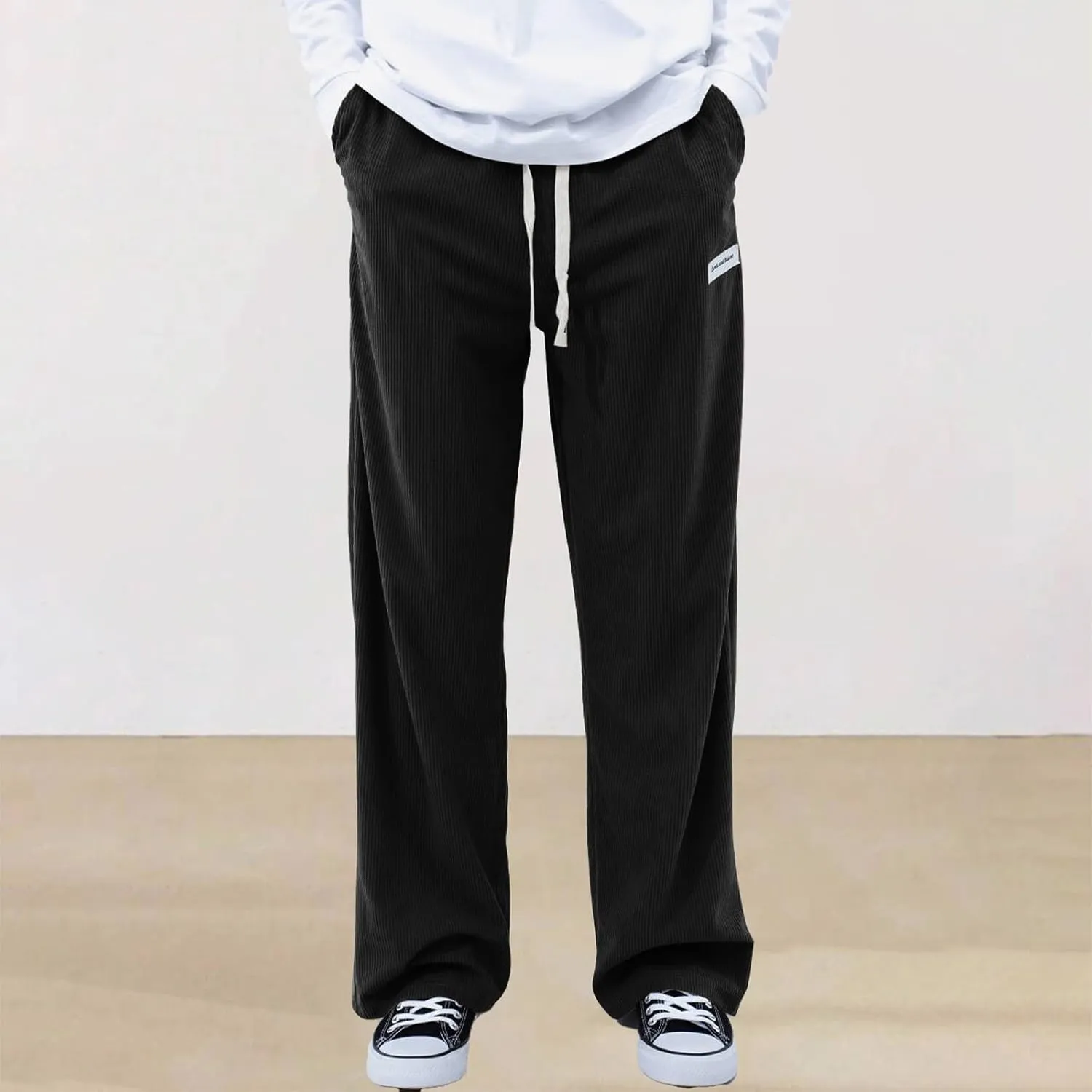 Men Cargo Combat Work Pants Casual Linen Stretch Waistband Pant Workwear Sweatpants Joggers Gym Yoga