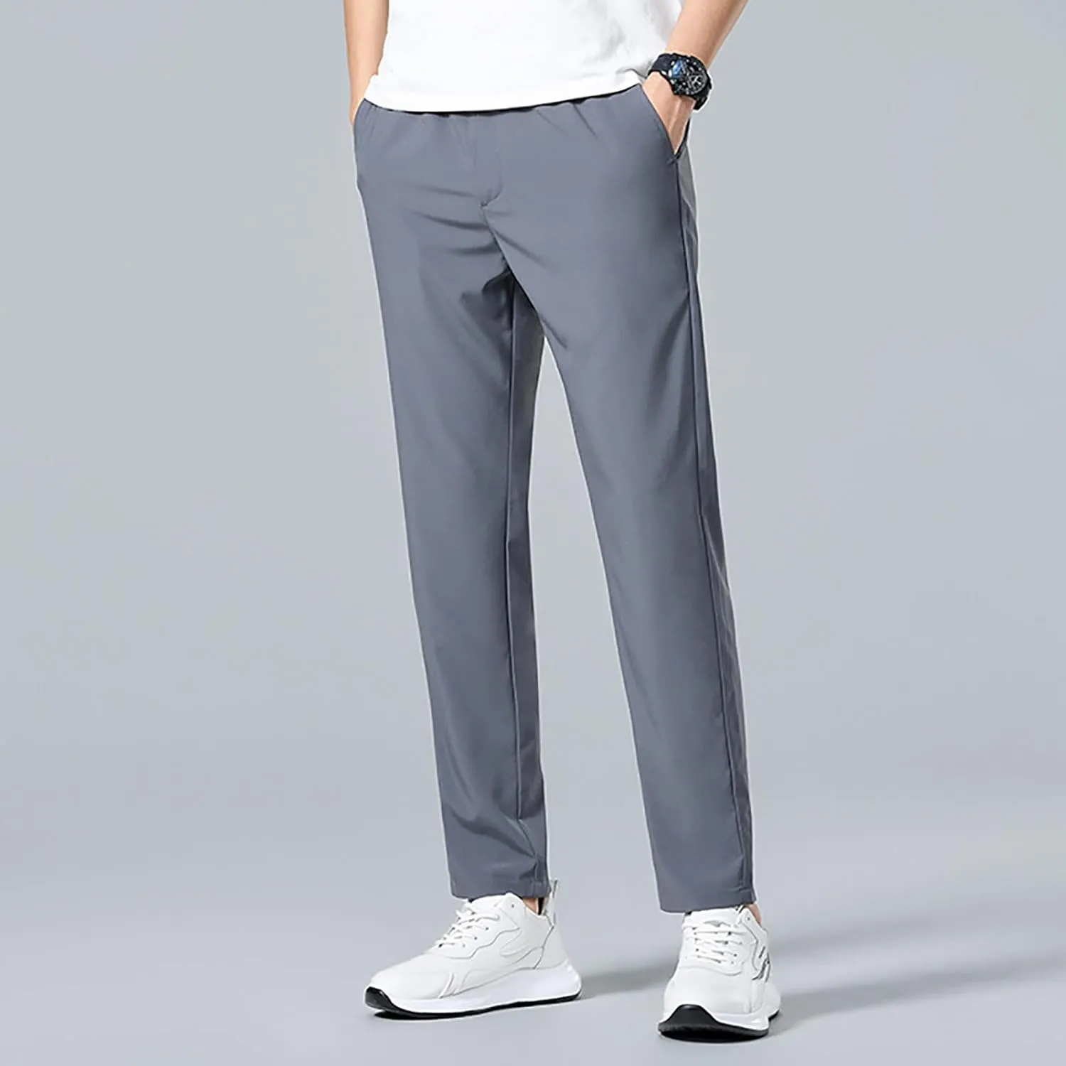 Men Combat Cargo Pants Casual Cotton Stretchy Linen Pant Cuffed Hem Sweatpants Joggers Loose Fit Yoga Sweat
