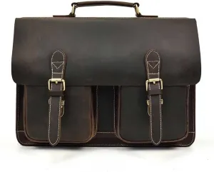 Men Leather Briefcase 16 Inch Messenger Bag Handbag Multifunctional Youth Business Travel Shoulder Bag