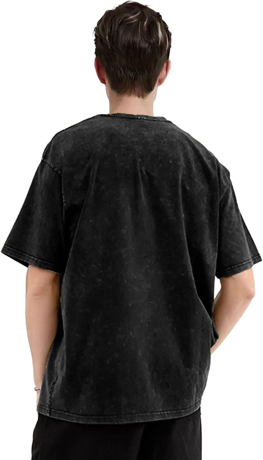 Men Vintage Oversized Casual Drop Shoulder T-Shirts Loose Tee Top