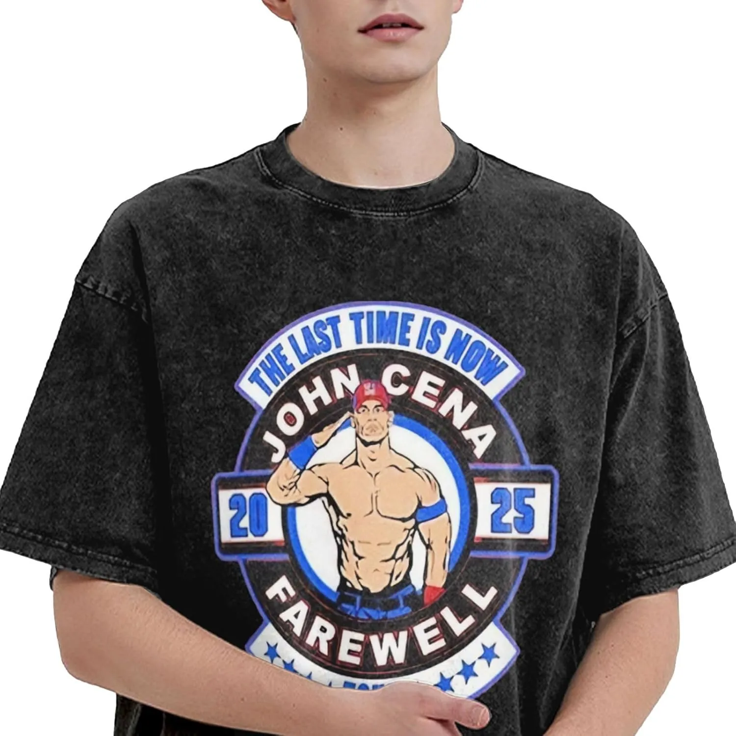 Men Vintage Oversized Casual Drop Shoulder T-Shirts Loose Tee Top