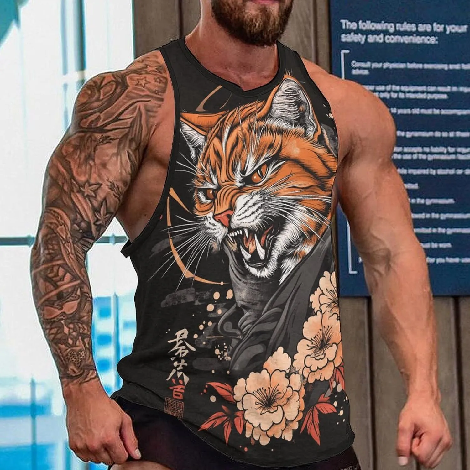 Men's Graphic Tank Tops Funny Printed Sleeveless Crewneck Tees Casual Workout Breathable Summer Tank Top
