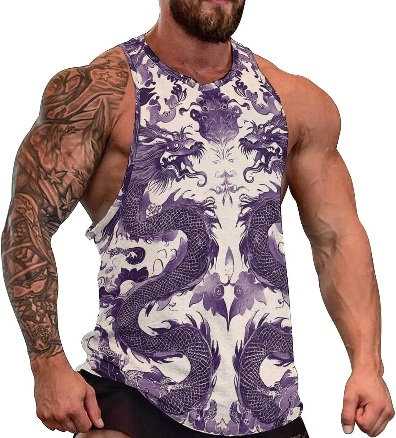 Men's Graphic Tank Tops Funny Printed Sleeveless Crewneck Tees Casual Workout Breathable Summer Tank Top