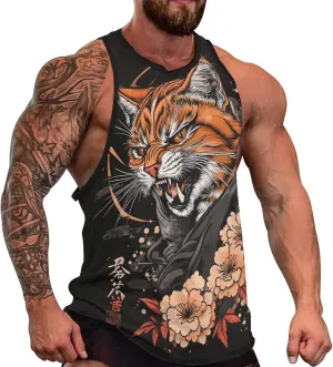 Men's Graphic Tank Tops Funny Printed Sleeveless Crewneck Tees Casual Workout Breathable Summer Tank Top