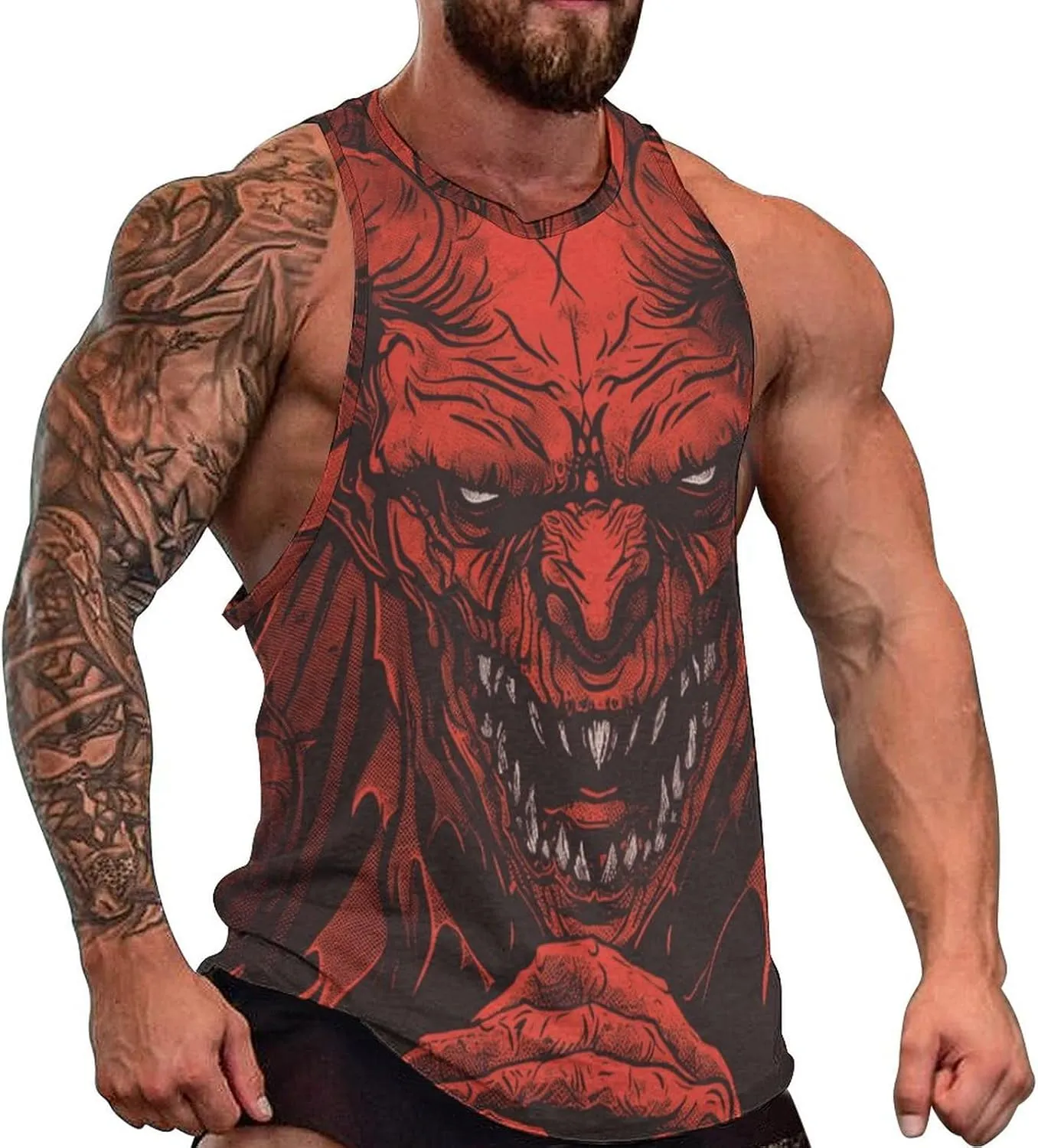 Men's Graphic Tank Tops Funny Printed Sleeveless Crewneck Tees Casual Workout Breathable Summer Tank Top