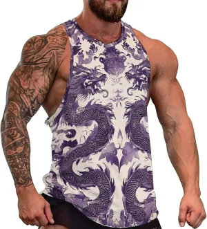 Men's Graphic Tank Tops Funny Printed Sleeveless Crewneck Tees Casual Workout Breathable Summer Tank Top