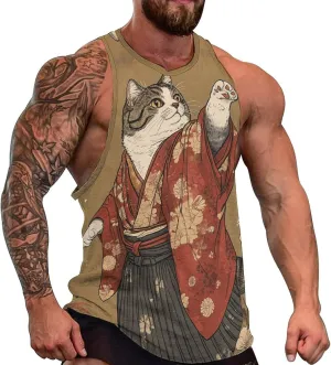 Men's Graphic Tank Tops Funny Printed Sleeveless Crewneck Tees Casual Workout Breathable Summer Tank Top