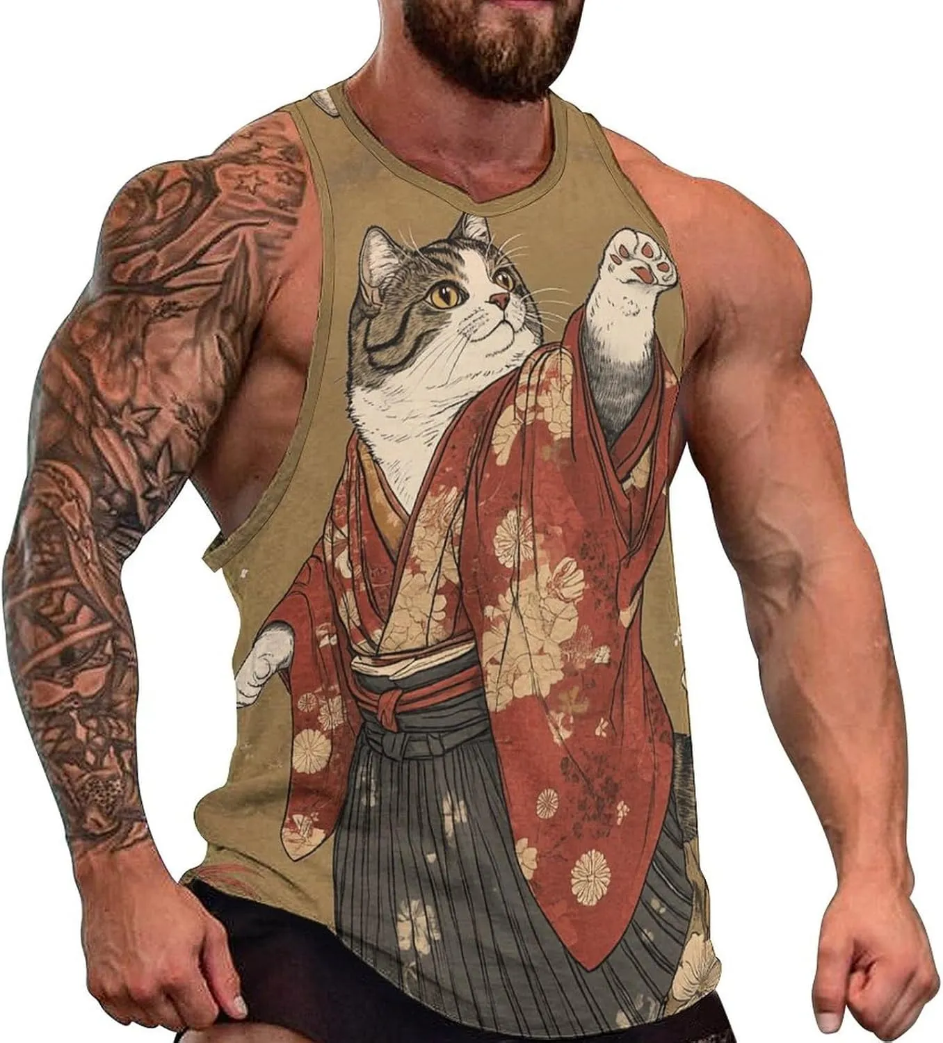 Men's Graphic Tank Tops Funny Printed Sleeveless Crewneck Tees Casual Workout Breathable Summer Tank Top