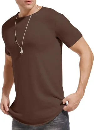 Mens Hipster Hip Hop Longline Crewneck T-Shirt