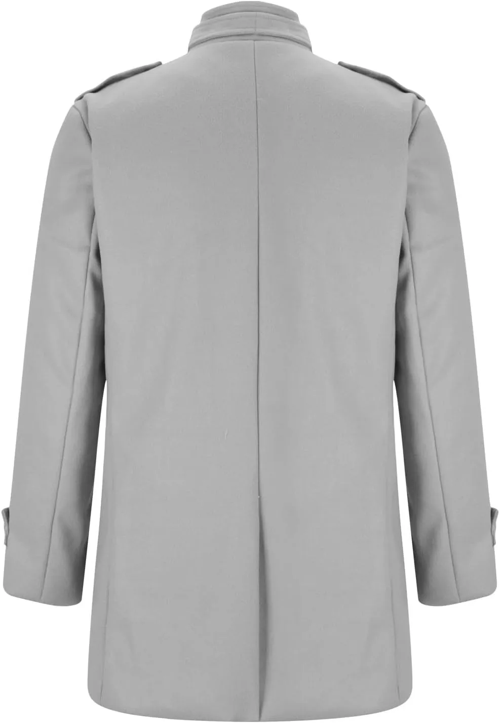 Mens Mid Long Trench Coat Winter Buttons Peacoats Casual Business Warm Woolen Overcoat Stand Collar Windproof Jacket