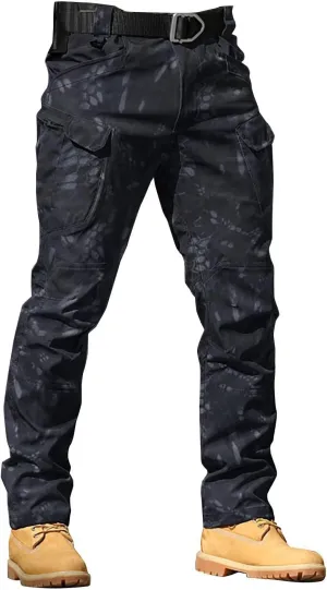 Mens Outdoor Hiking Cargo Pants Cotton Simple Solid Color Leisure High Street Elastic Men Athletic Joggers