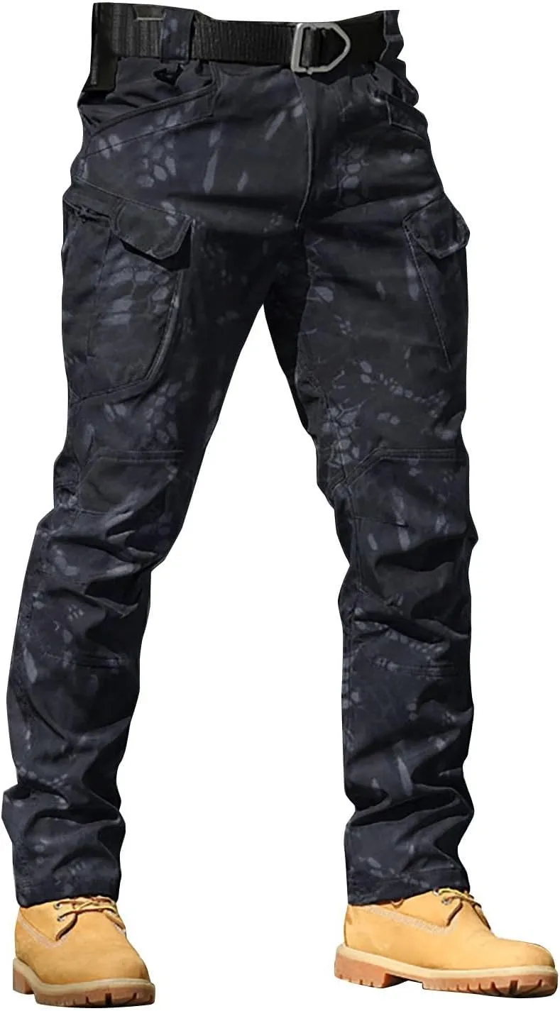 Mens Outdoor Hiking Cargo Pants Cotton Simple Solid Color Leisure High Street Elastic Men Athletic Joggers