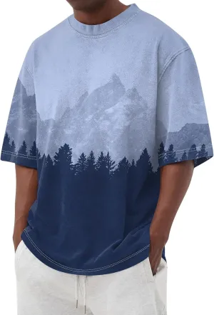 Men's Oversized Heavy Cotton T Shirts Short Sleeve Crew Neck Casual Loose Tie Dye Wash Vintage Tee Streetwear Tops