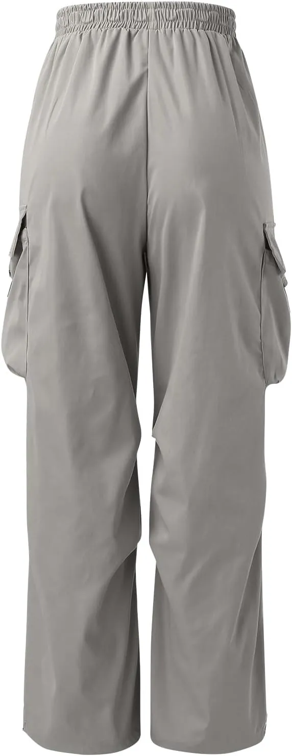 Mens Parachute Cargo Pants Casual Cotton Stretchy Drawstring Pant Outdoor Pants with Pockets