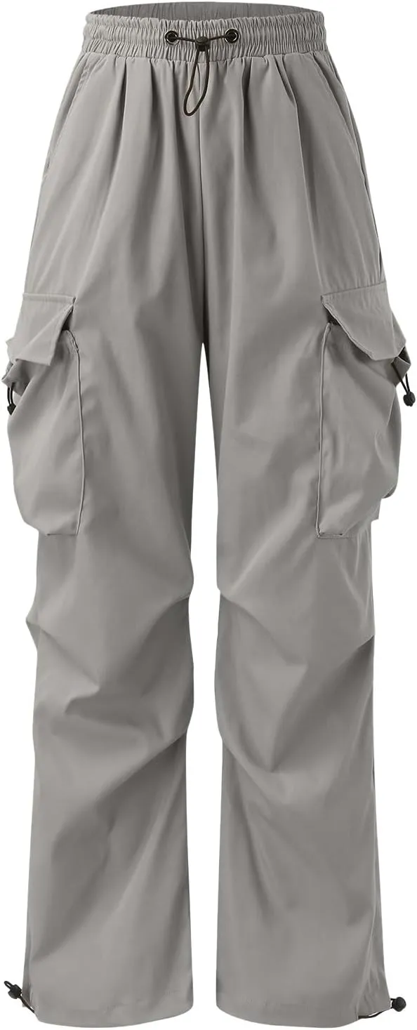 Mens Parachute Cargo Pants Casual Cotton Stretchy Drawstring Pant Outdoor Pants with Pockets