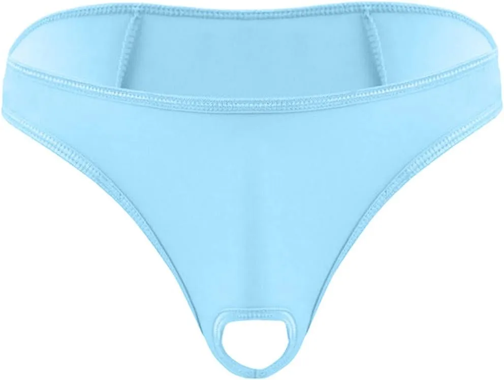 Men's Sexy Jockstrap Briefs Underwear Open Front Hole G-String Bikini Thongs Low Rise T-Back Stretch Bulge Pouch Thong