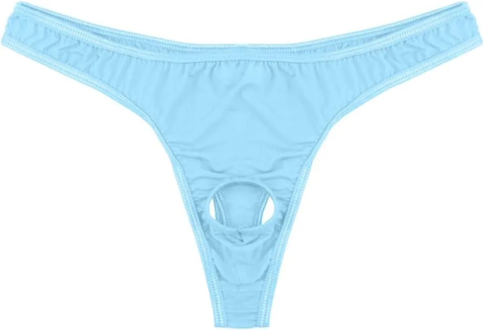 Men's Sexy Jockstrap Briefs Underwear Open Front Hole G-String Bikini Thongs Low Rise T-Back Stretch Bulge Pouch Thong
