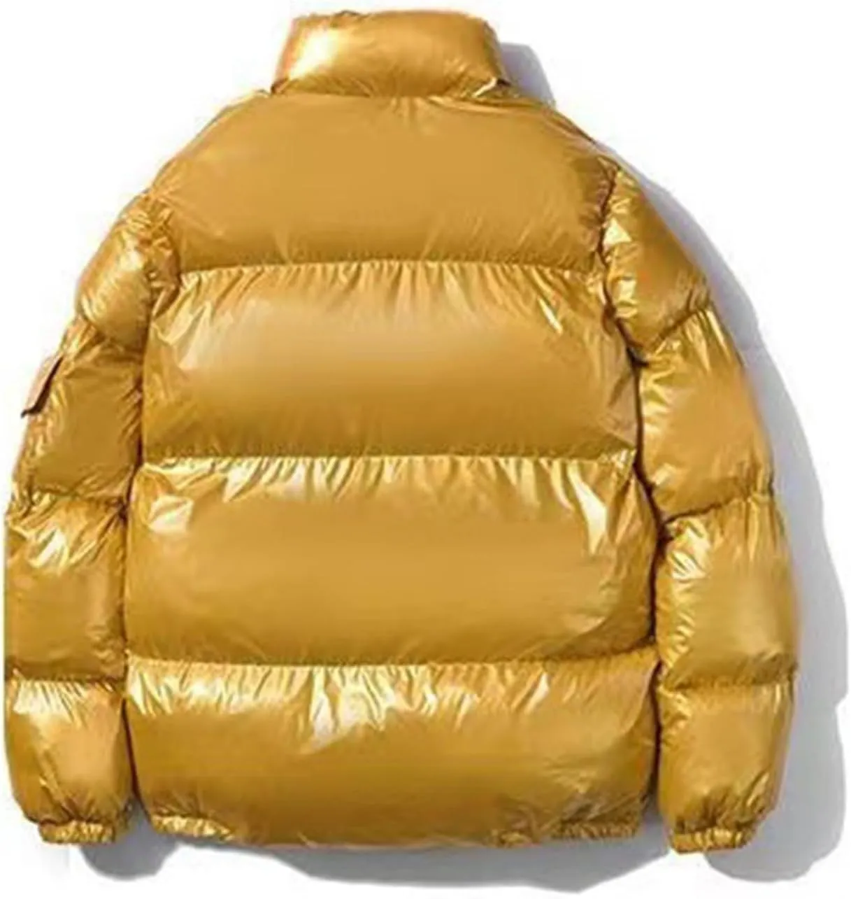 Men's Shiny Winter Jacket Heavyweight Puffer Jackets Casual Coat for Men Full Zip Windproof Stand Collar Down Jacket