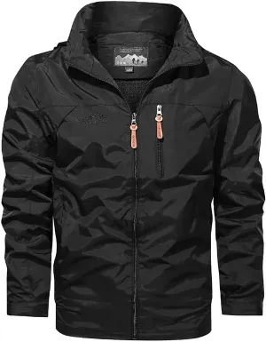 Men's Spring Fall Casual Windbreaker Jacket Cargo Stand Collar Military Bomber Jackets Winter Warm Outdoor Coat