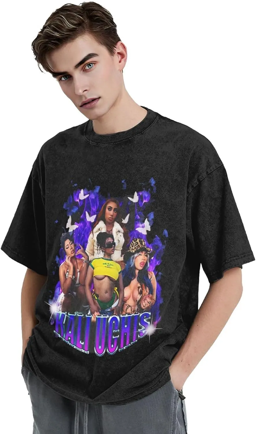 Men's Vintage Oversized Fashion Drop Shoulder T Shirts Loose Tee Top