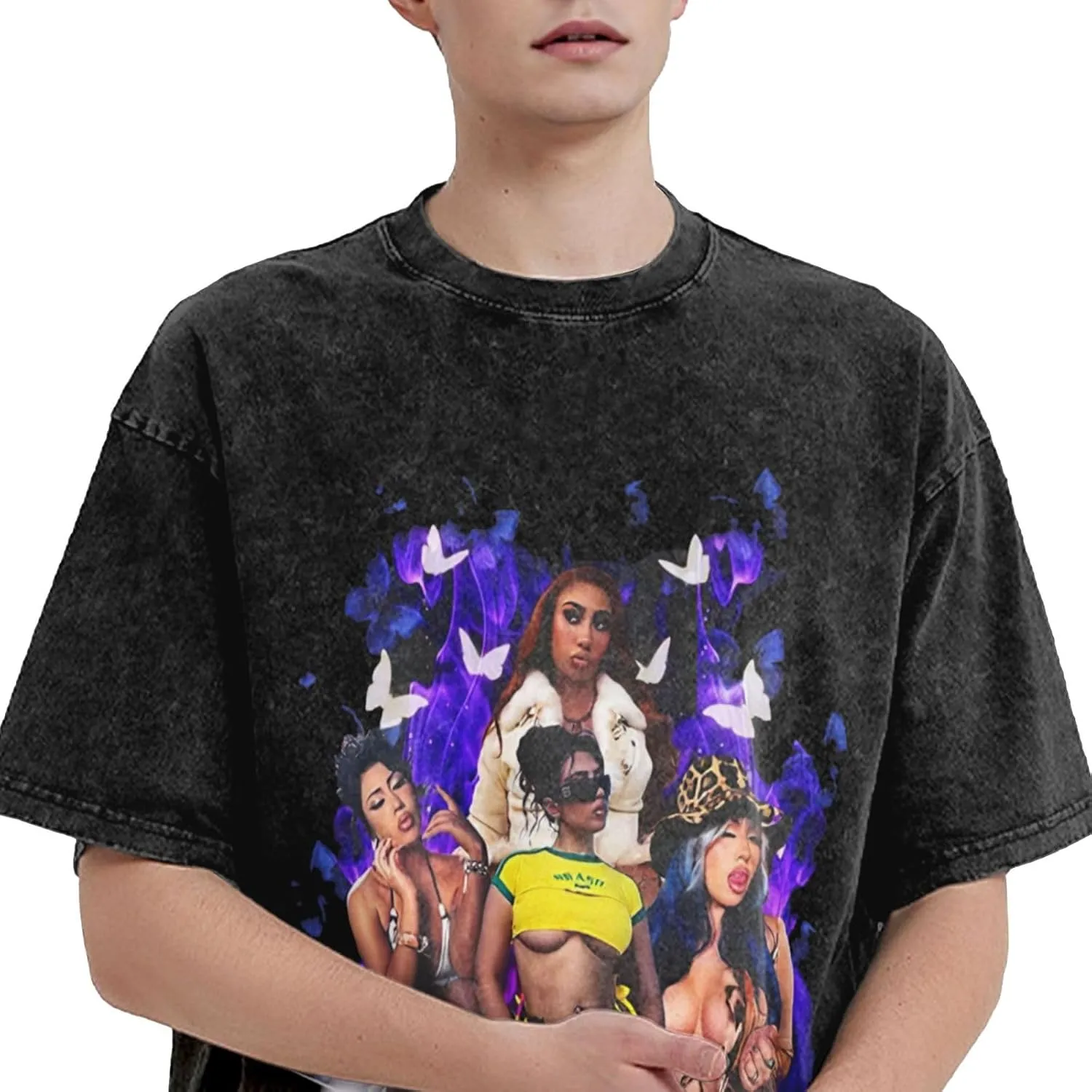 Men's Vintage Oversized Fashion Drop Shoulder T Shirts Loose Tee Top