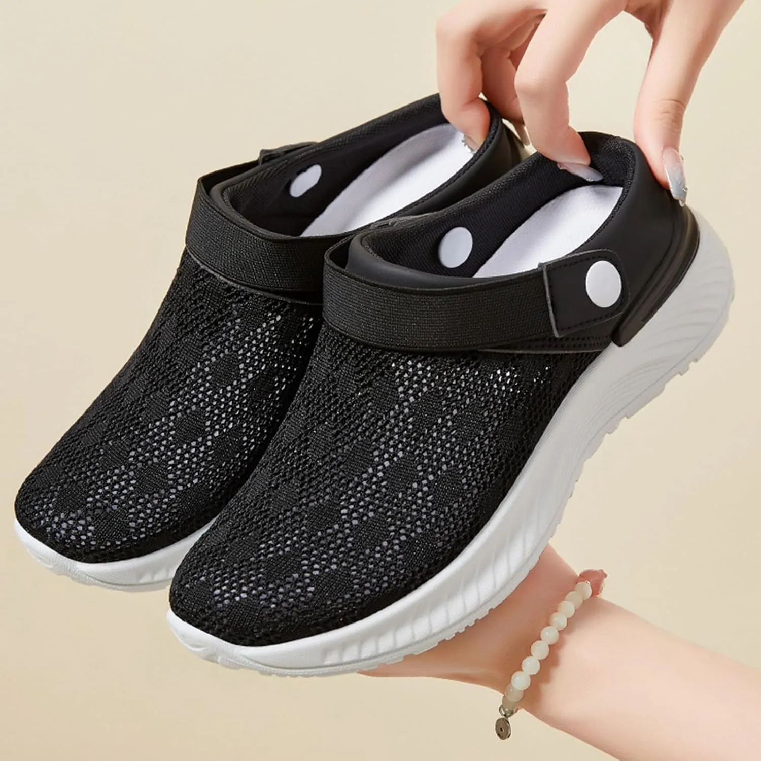 Mens Womens Mules & Clogs Garden Shoes Summer Breathable Mesh Walking Mules Sneakers Open Back Slip On Shoes Non-Slip Outdoor Beach Sandals Unisex Casual Slipper Closed Toe Slides