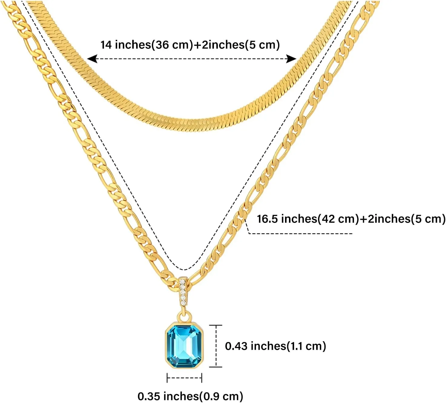 Mesovor Gold Crystal Layered Necklaces for Women Trendy, 18K Gold Plated Statement Crystal Pendant Necklace | Birthstone Necklace Jewelry Gifts