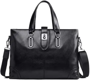 Messenger Bag, Business Bag Men's Briefcase Leather Shoulder Bag Briefcases Male Laptop Handbags Messenger Bags (Color : Black, Size : 38 * 6 * 28cm)