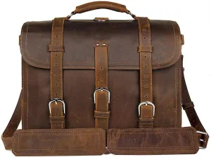 Messenger Bag, Genuine Leather Men's Briefcases 15.6" Laptop Bag Office Bags for Men Document Business Shoulder Messenger Bag