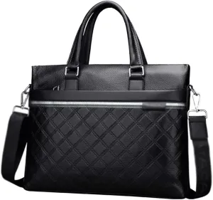 Messenger Bag, Men's Leather Laptop Business Briefcase Shoulder Portfolio Satchel Lawyers Briefcases for Men (Color : Black, Size : 38 * 29 * 6cm)