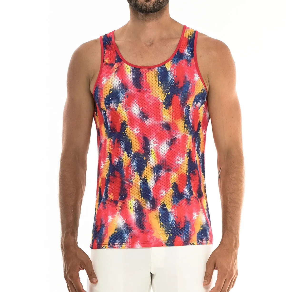 MIDNIGHT/RED STROKES TANK TOP W/BACK STRIPE ST-11057- Final Sale