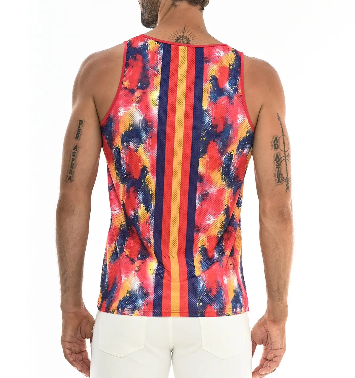MIDNIGHT/RED STROKES TANK TOP W/BACK STRIPE ST-11057- Final Sale
