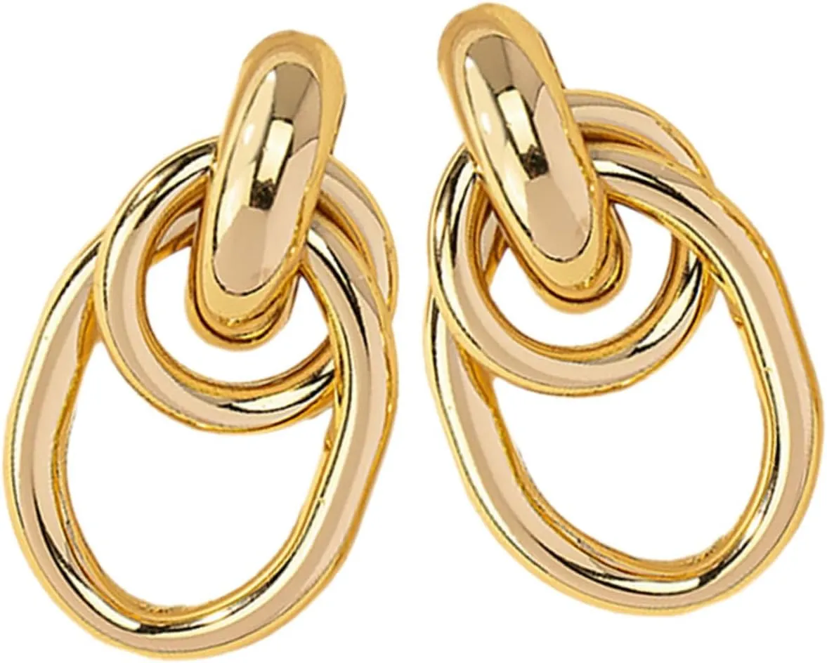 Minimalist Circle Earrings for Women Alloy Drop Hoop Earrings Fashion Jewelry