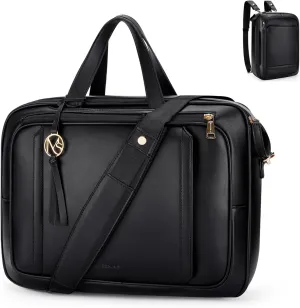 Missnine Briefcase for Women 15.6 inch Messenger Backpack PU Leather Laptop Bag Computer Bag for College Business Travel
