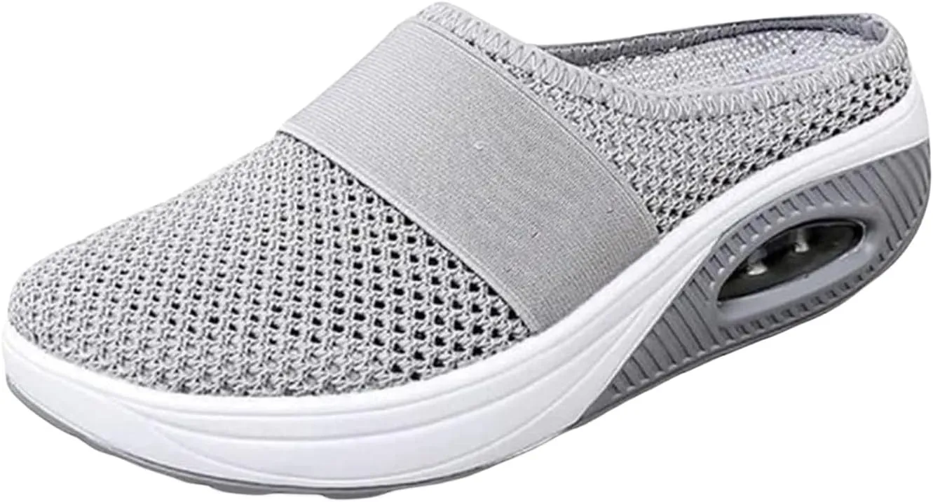 Mmoneyake Slip On Mules & Clogs for Women Orthopedic Diabetic Walking Shoes Backless Breathable Sneakers with Arch-Support Beach Sandals Slippers Closed Toe Slides