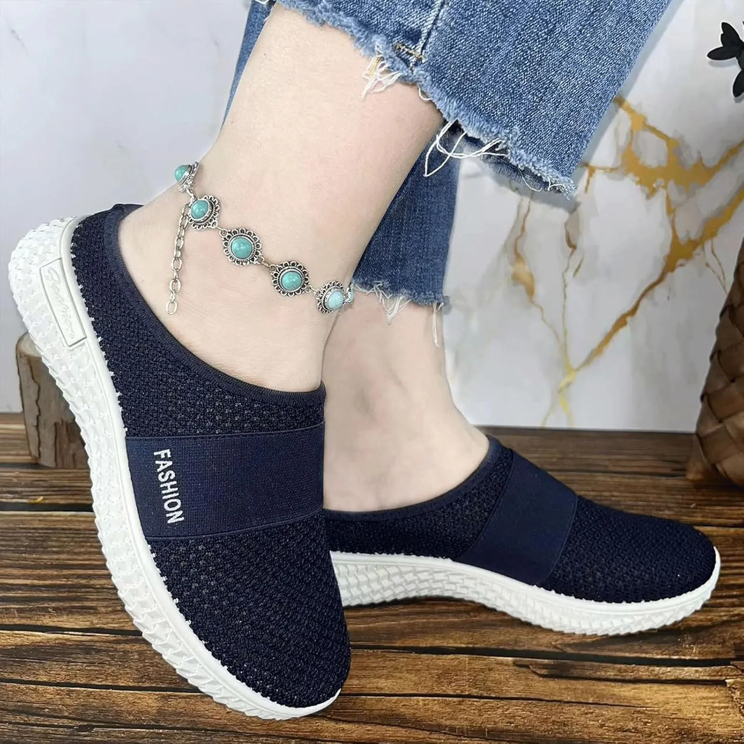Mmoneyake Slip On Mules for Women Lightweight Open Back Shoes Comfort Walking Shoes Breathable Slippers Closed Toe Slides Backless Low Wedge Slip On Shoe Garden Clogs Shoe