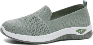 Mmoneyake Women's Woven Orthopedic Breathable Soft Shoes Diabetic Foam Walking Shoes Mesh Knitted Woven Low Top Walking Shoe Slip-On Indoor Outdoor Casual Sneakers