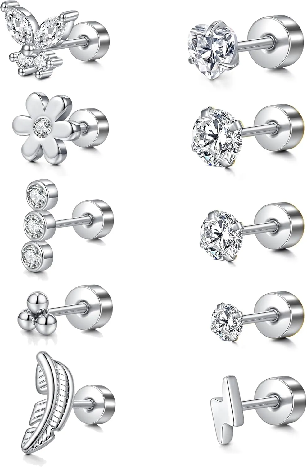 MODRSA Gold Cartilage Earring Silver Cartilage Piercing Jewelry 16g Helix Piercing Jewelry Cartilage Hoop Earring Helix Earrings Silver Cartilage Earring Stud 16 Gauge Cartilage Earrings for Women